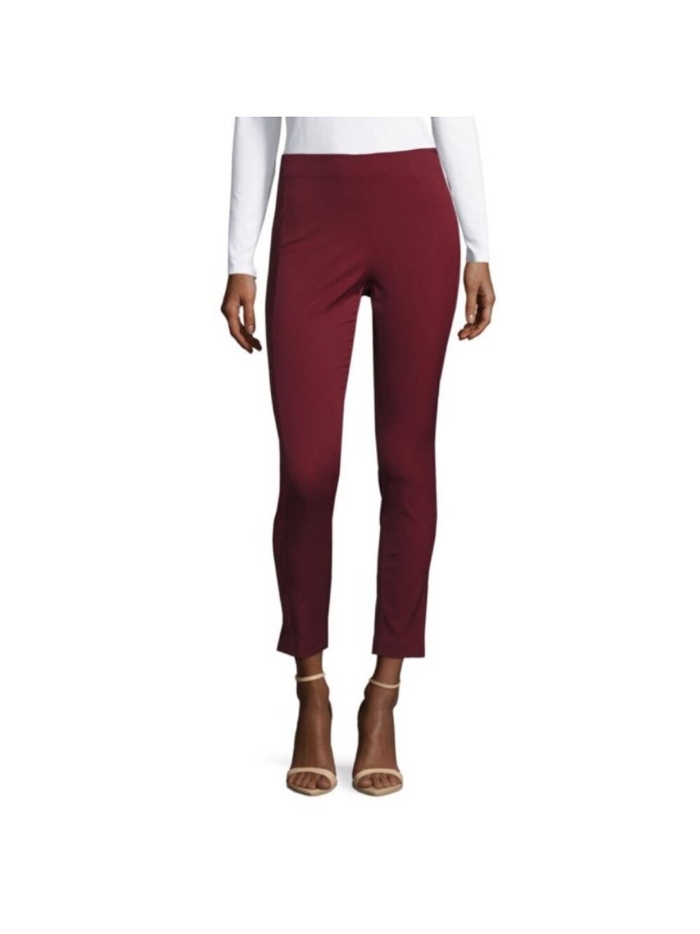 Theory Navalane Neoteric Burgundy Cropped Slim Ankle Pants